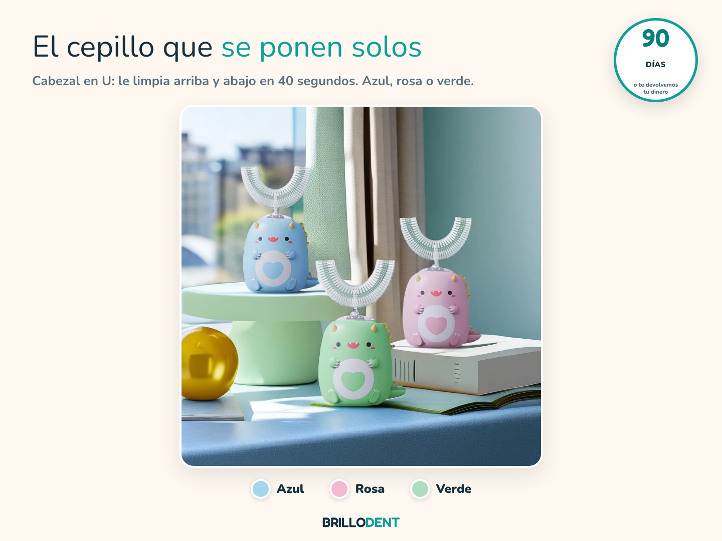Cepillo eléctrico en U BRILLODENT en sus tres colores