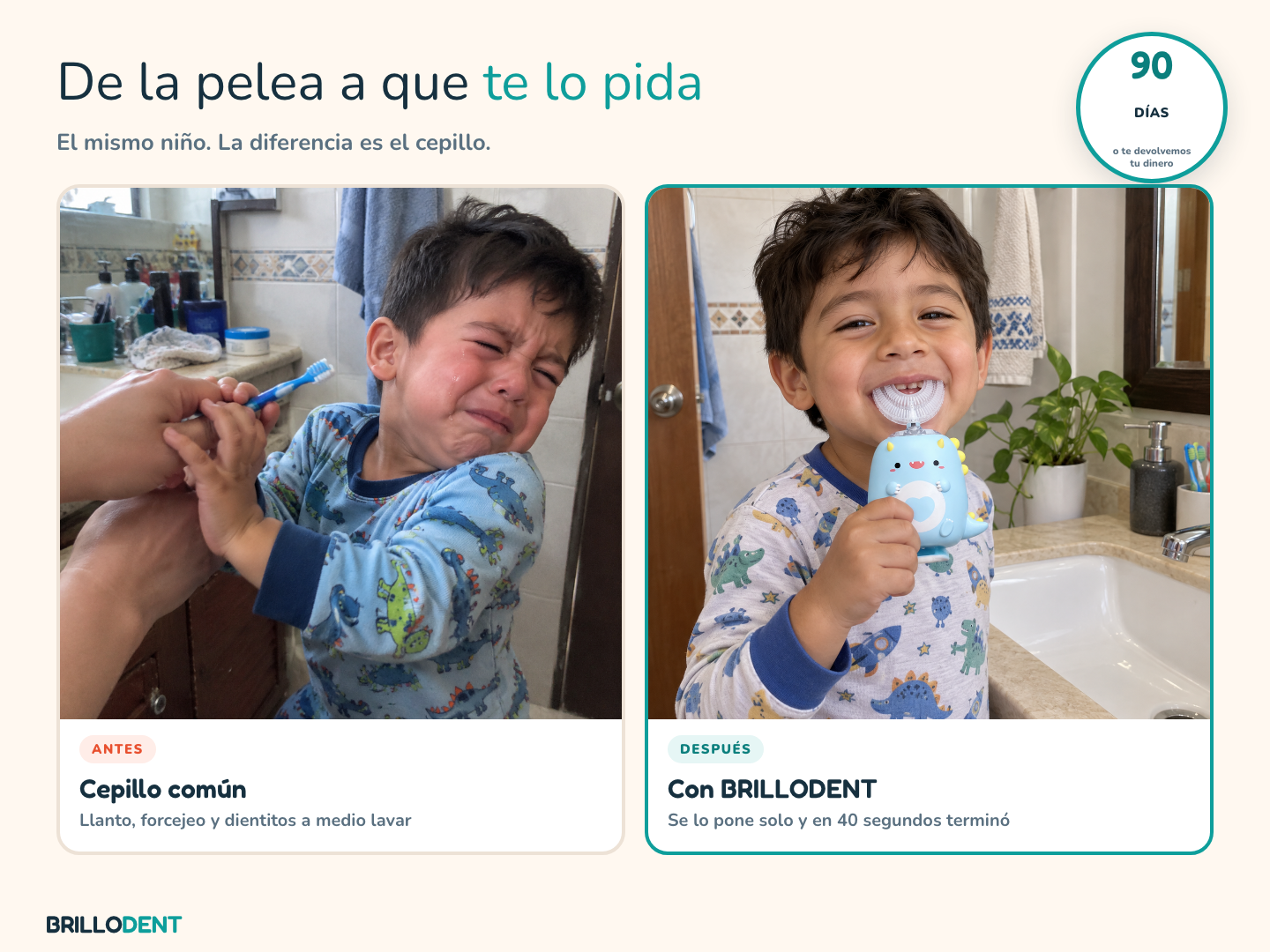 Antes y después del cepillado